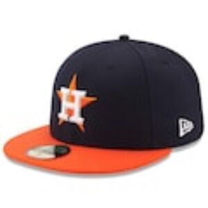 Houston Astros New Era 59FIFTY Navy Orange Low Profile Fitted Hat Size 7 3/4